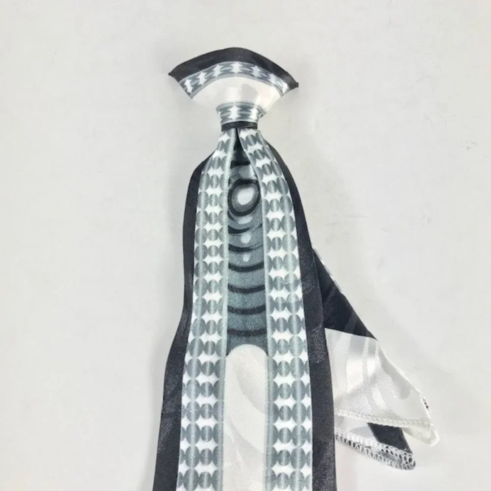Gino Clericci Boy's Clip-on Tie Set Black White Charcoal Gray 100% Polyester